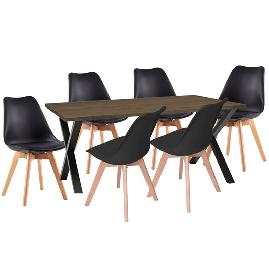 Juego de Comedor Indika beyota con 6 Sillas Milano negro