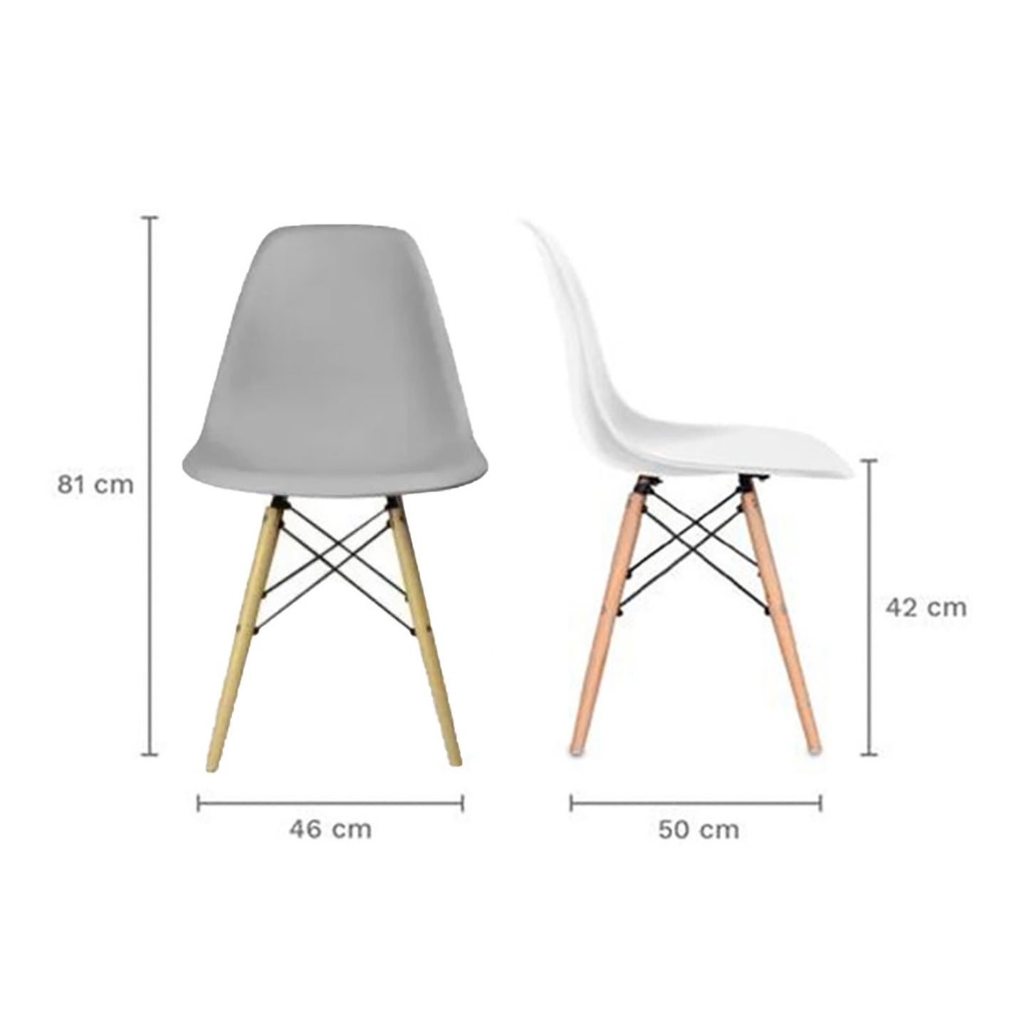 Juego de Comedor White cuadrada con 4 Sillas Eames gris