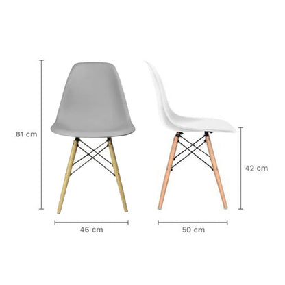 Juego de Comedor White cuadrada con 4 Sillas Eames gris