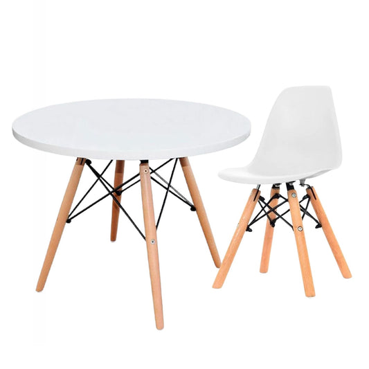 Mesa Infantil Eames con Silla Eames Blanco