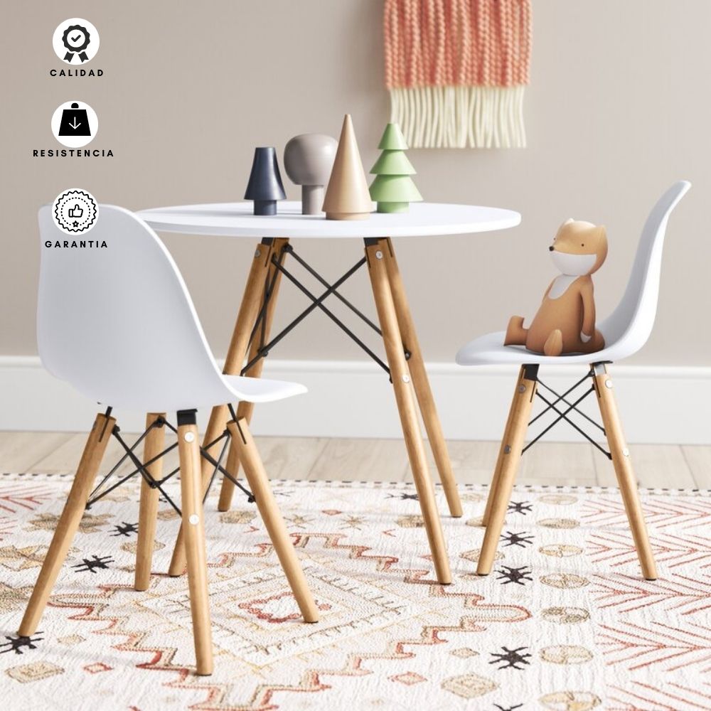 Mesa Infantil Eames con Silla Eames Blanco