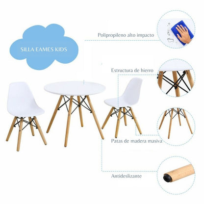 Mesa Infantil Eames con Silla Eames Blanco