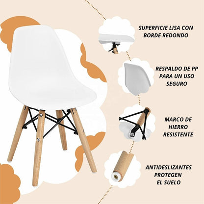 Mesa Infantil Eames con Silla Eames Blanco
