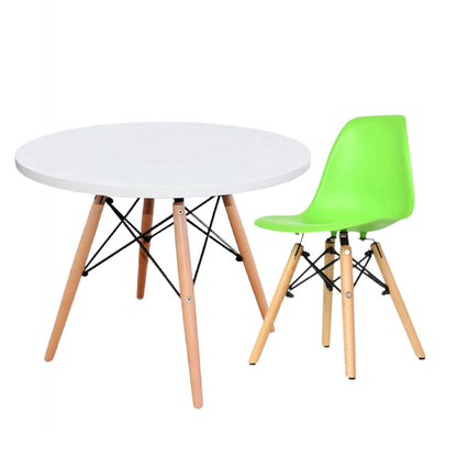Mesa Infantil Eames con Silla Eames Verde