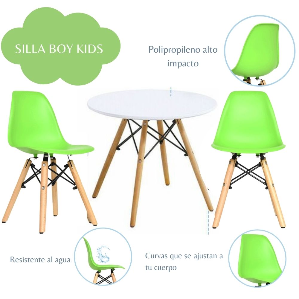 Mesa Infantil Eames con Silla Eames Verde