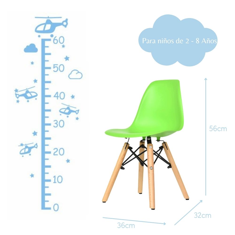 Mesa Infantil Eames con Silla Eames Verde