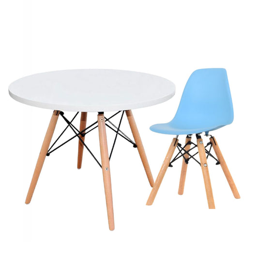 Mesa Infantil Eames con Silla Eames Azul