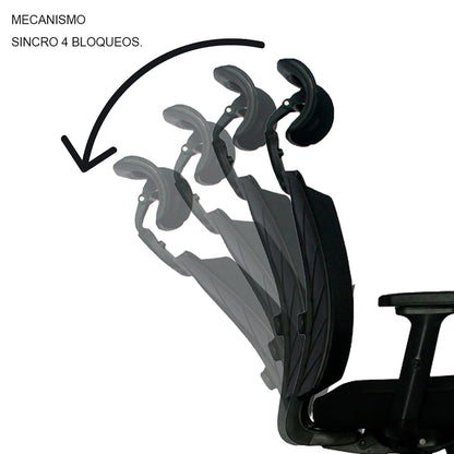 Silla De Oficina Turmanila Premium Brazos 3D 4 Bloqueos Negro