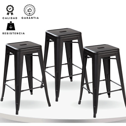 Set x3 Silla de Barra True Negro