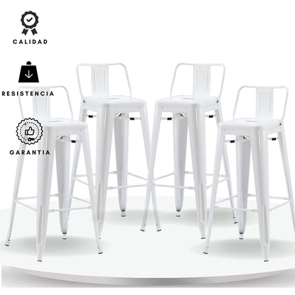 Set x4 Silla de Barra True Espalda Blanco