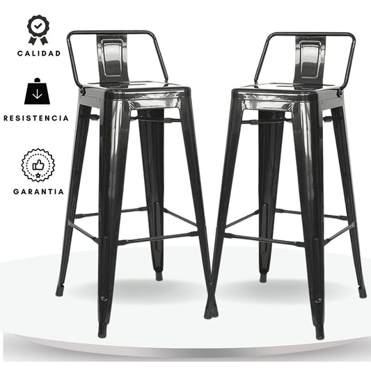 Set x2 Silla de Barra True Espalda Negro