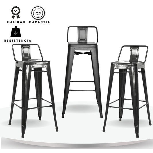 Set x3 Silla de Barra True Espalda Negro
