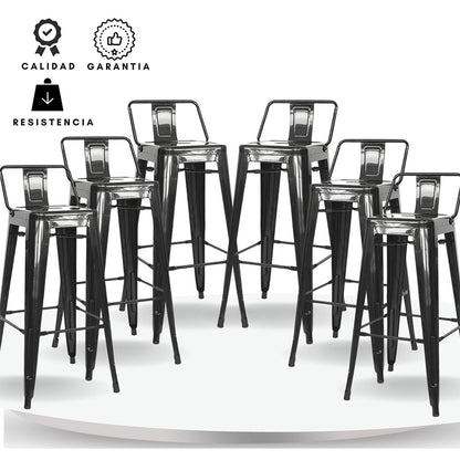 Set x6 Silla de Barra True Espalda Negro