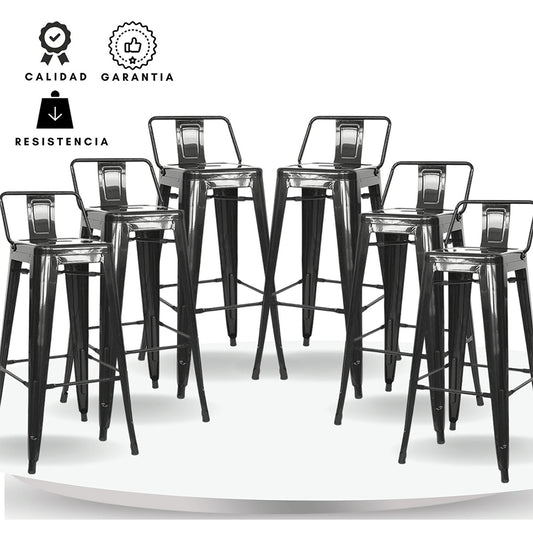 Set x6 Silla de Barra True Espalda Negro