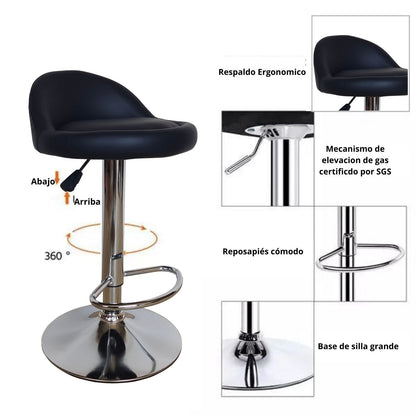 Silla De Bar Frizz Negra Set X2