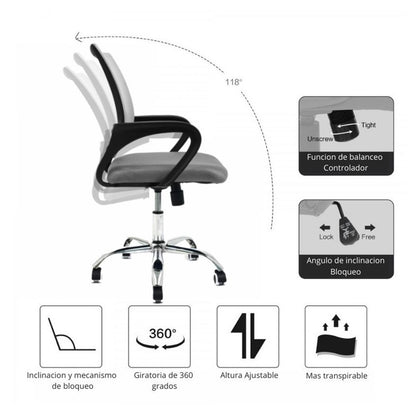 Silla De Oficina Colors Gris