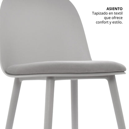 Silla Tapizada Luci Gris