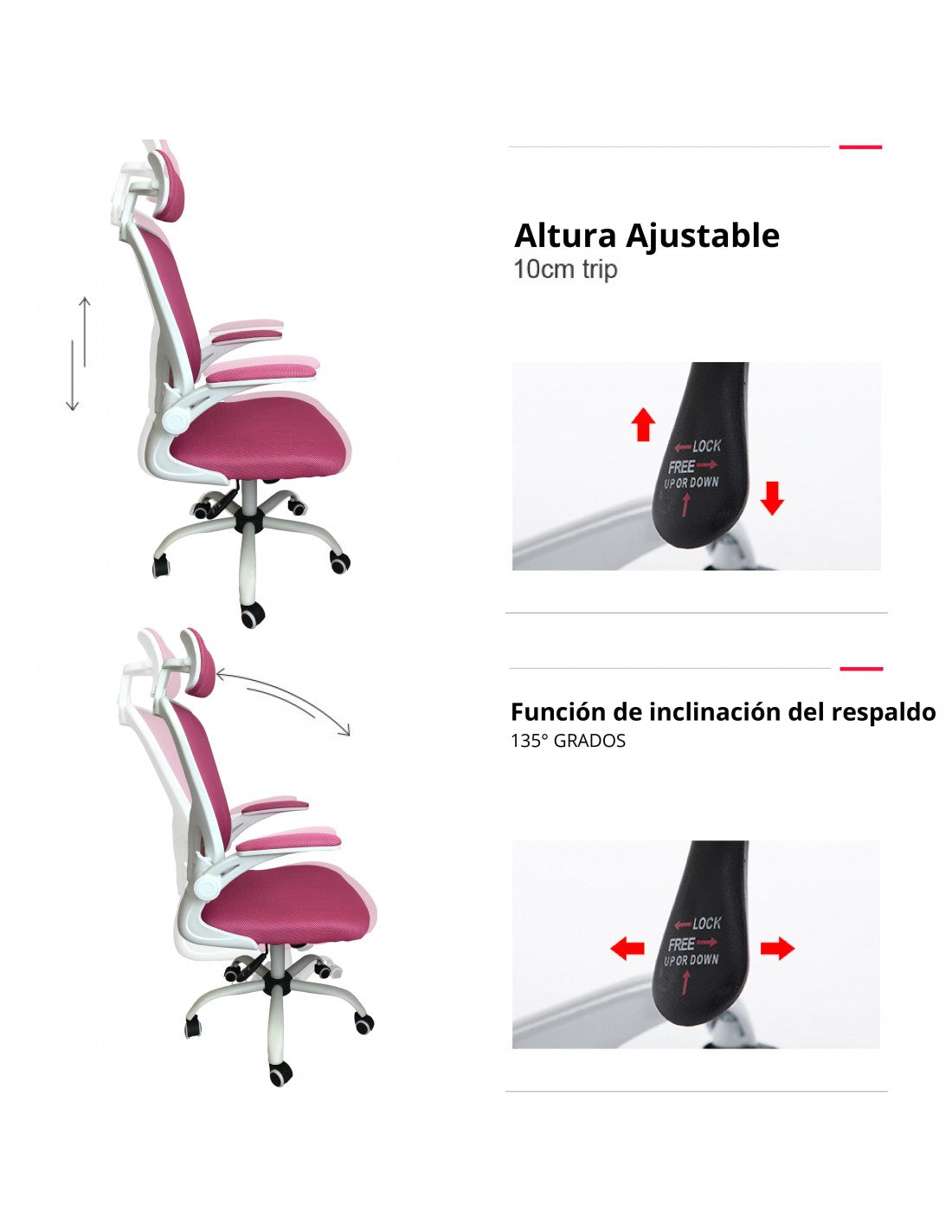 Silla De Oficina Maxi Presidente Rosa Exclusiv