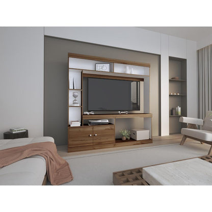 Mesa Para Tv Lureya Castaño Y Blanco Para Tv De 55"