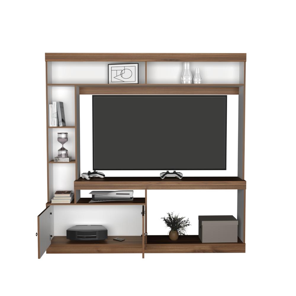 Mesa Para Tv Lureya Castaño Y Blanco Para Tv De 55"