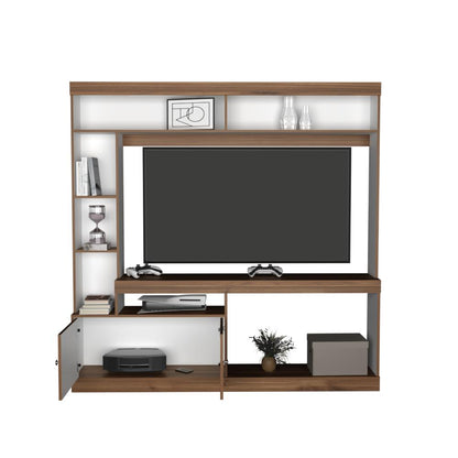 Mesa Para Tv Lureya Castaño Y Blanco Para Tv De 55"