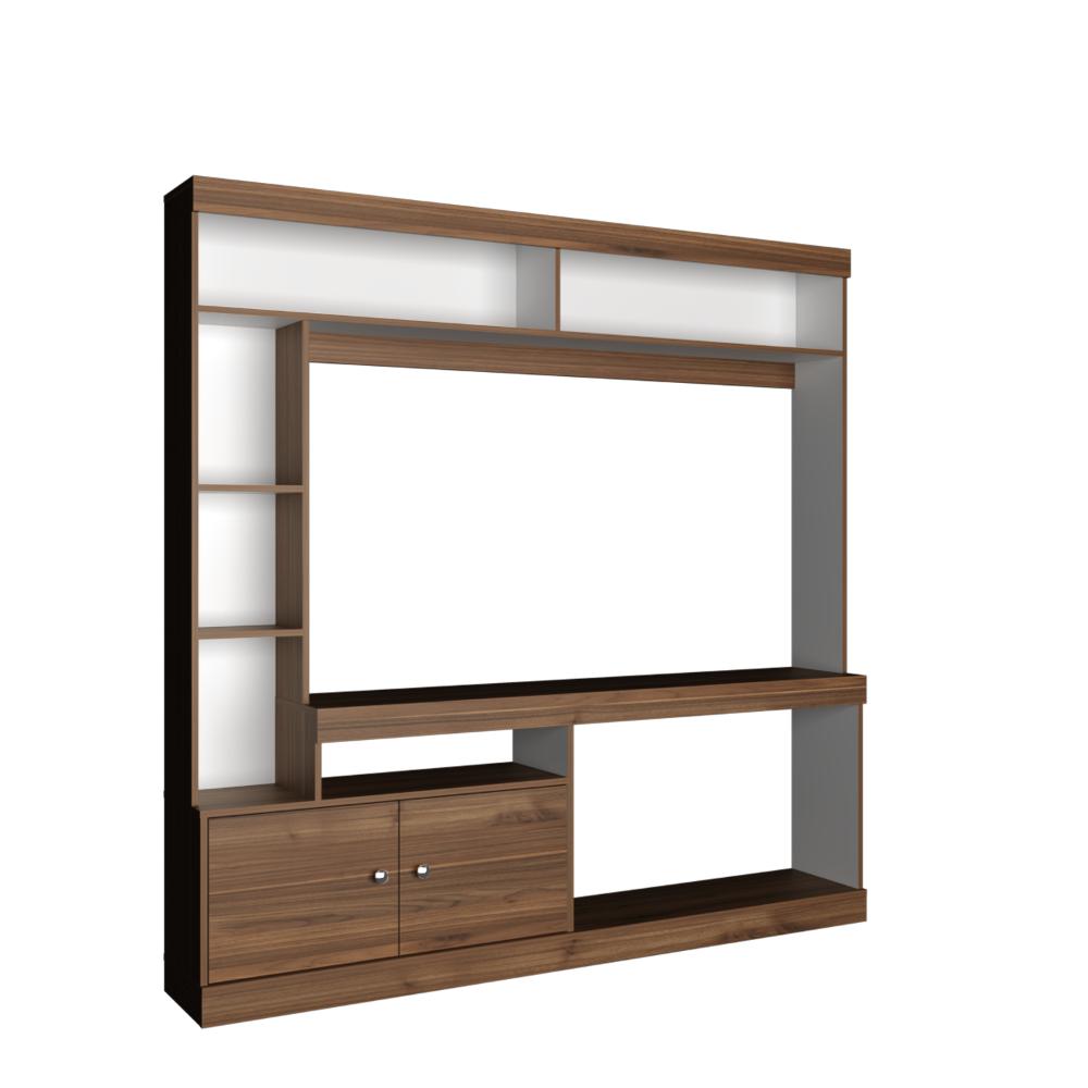 Mesa Para Tv Lureya Castaño Y Blanco Para Tv De 55"