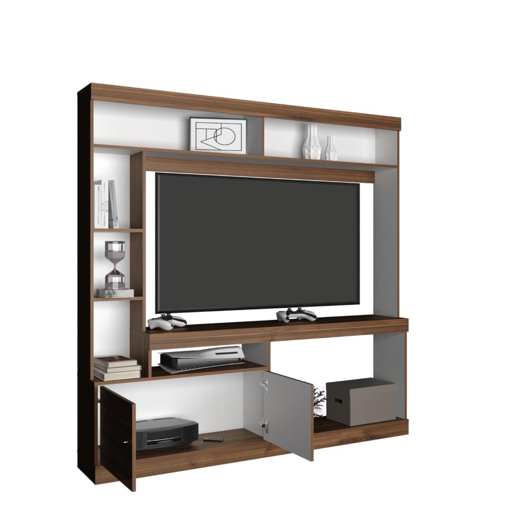 Mesa Para Tv Lureya Castaño Y Blanco Para Tv De 55"