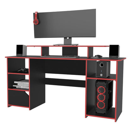 Escritorio Gamer Pleysh Wengue Y Rojo
