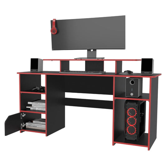 Escritorio Gamer Pleysh Wengue Y Rojo