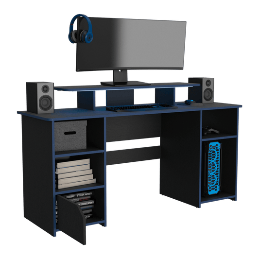 Escritorio Gamer Turco Wengue Y Azul