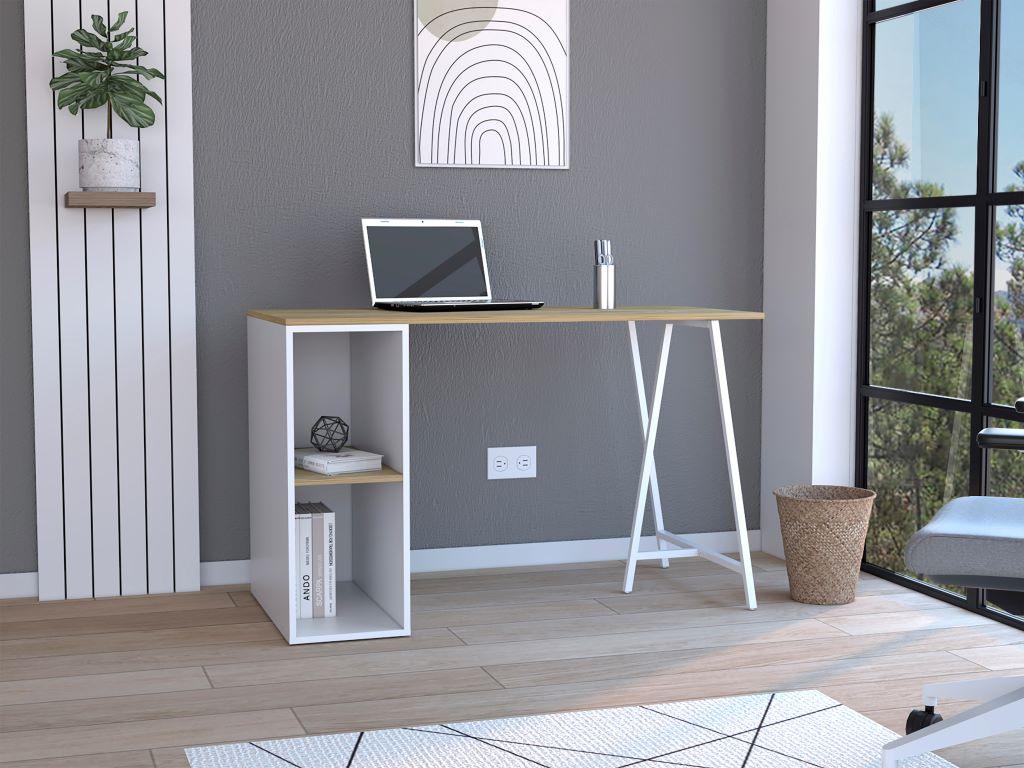 Escritorio Tubular Nigeri Macadamia Y Blanco