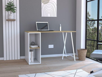 Escritorio Tubular Nigeri Macadamia Y Blanco