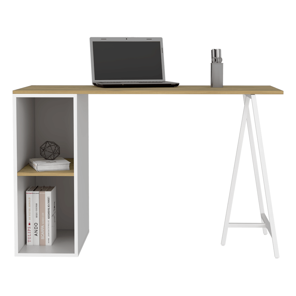 Escritorio Tubular Nigeri Macadamia Y Blanco