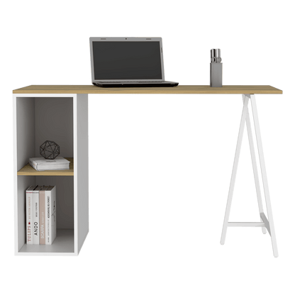 Escritorio Tubular Nigeri Macadamia Y Blanco