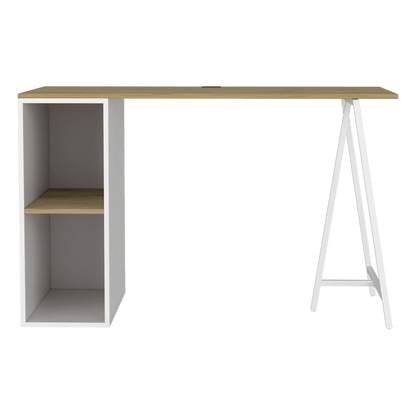 Escritorio Tubular Nigeri Macadamia Y Blanco