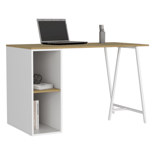 Escritorio Tubular Nigeri Macadamia Y Blanco