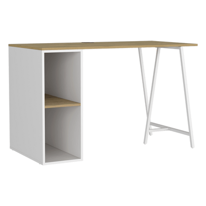 Escritorio Tubular Nigeri Macadamia Y Blanco