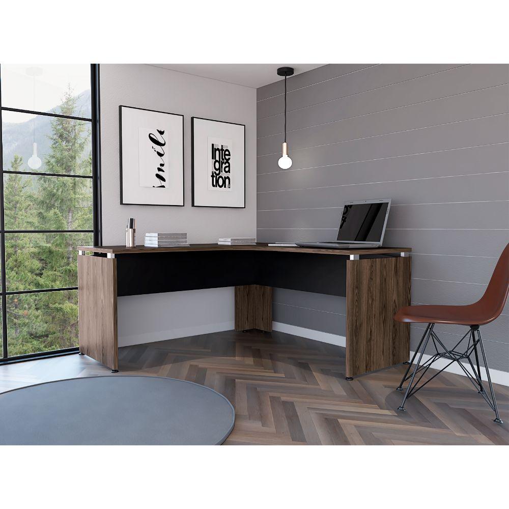 Escritorio En L Quirela Chocolate Y Wengue