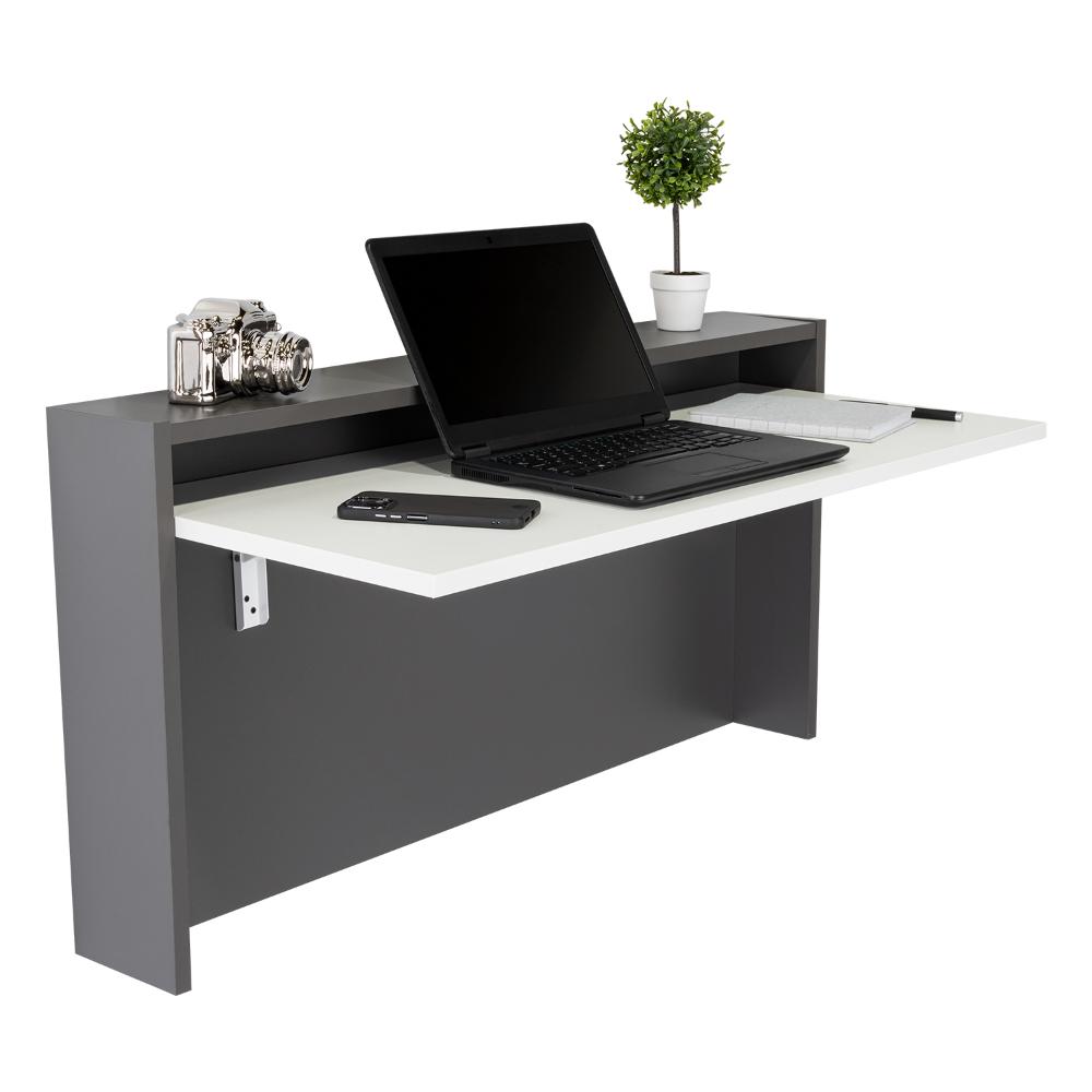 Escritorio The Wall  Plomo Y Blanco