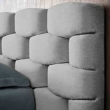 Base Cama con Espaldar + Colchon Doble Esmeralda  gris perla