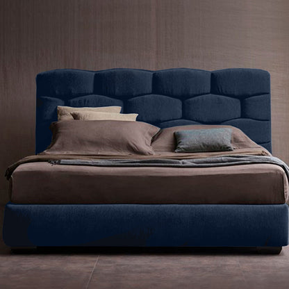 Base Cama con Espaldar + Colchon Doble Esmeralda  azul