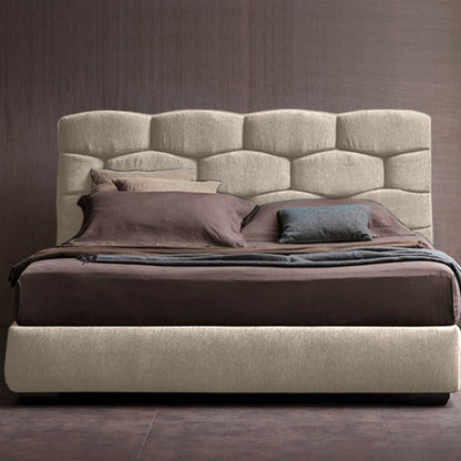 Base Cama con Espaldar + Colchon Doble Esmeralda  beige