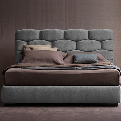 Base Cama con Espaldar + Colchon Doble Esmeralda Gris plata