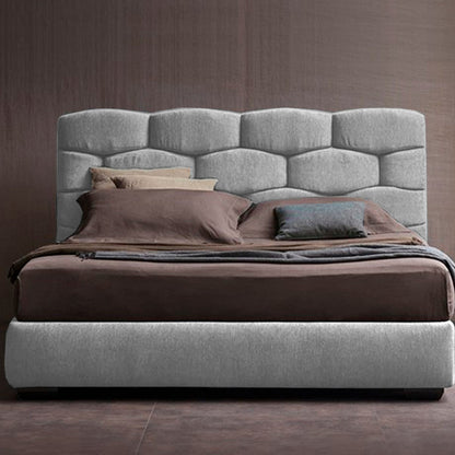 Base Cama con Espaldar + Colchon Doble Esmeralda  gris perla