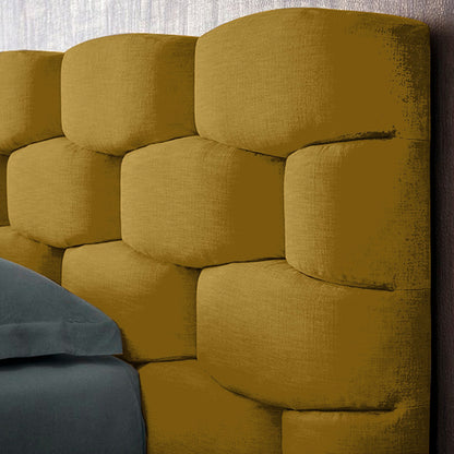 Base Cama con Espaldar + Colchon Doble Esmeralda  mostaza