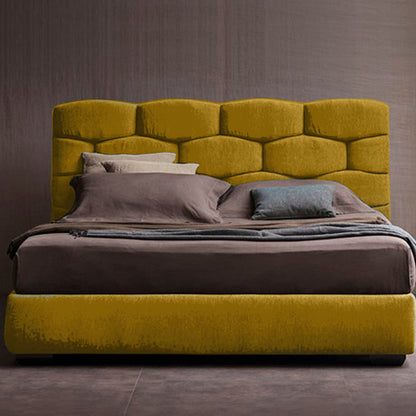 Base Cama Con Espaldar Sencillo Esmeralda Mostaza