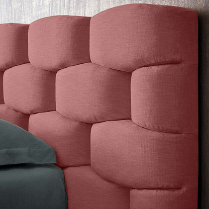 Base Cama con Espaldar + Colchon Doble Esmeralda  salmon