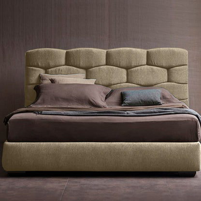 Base Cama con Espaldar + Colchon Doble Esmeralda  taupe