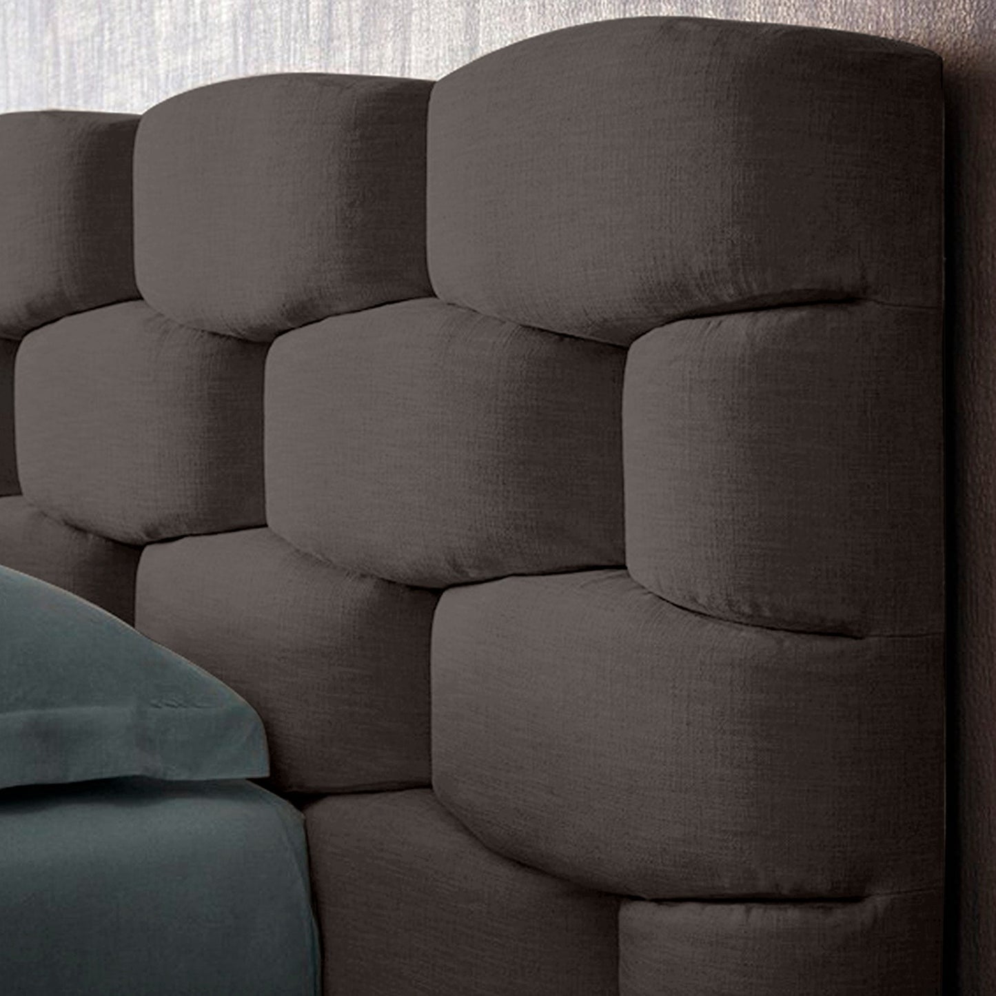 Base Cama con Espaldar + Colchon Doble Esmeralda  cafe