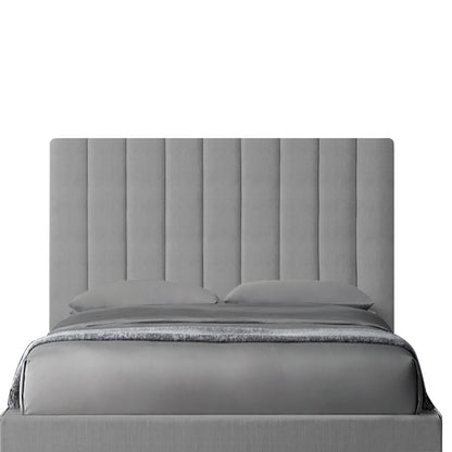 Base Cama con Espaldar + Colchon Doble Natura  gris plata